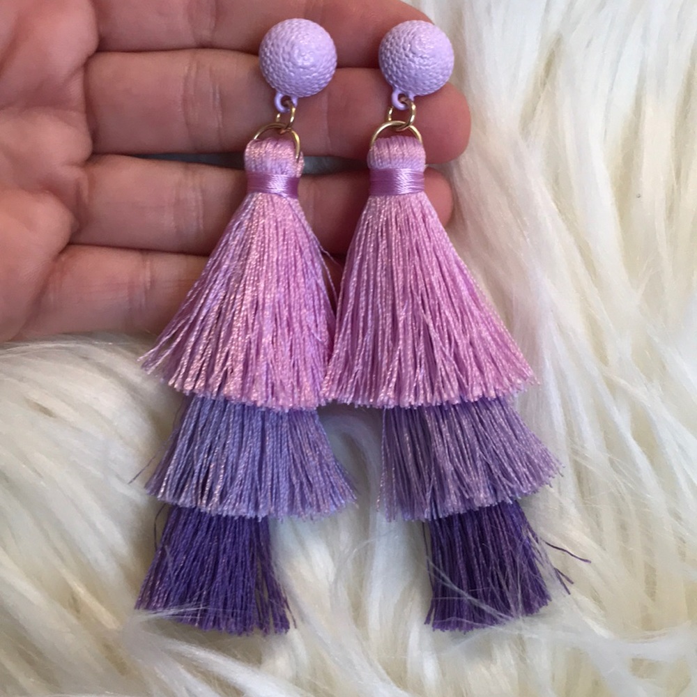 Multi purple fray earrings